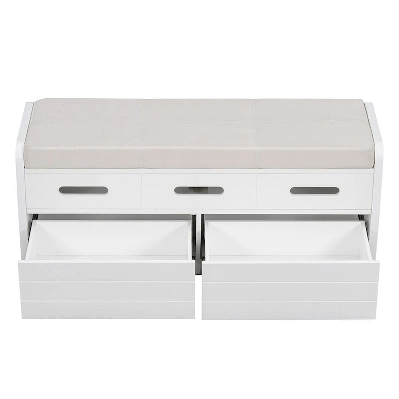 Banco de Almacenamiento con Cajones Blanco/Azul Marino/Espresso/Madera Natural – Asiento para 2 Personas