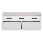 Banco de Almacenamiento con Cajones Blanco/Azul Marino/Espresso/Madera Natural – Asiento para 2 Personas