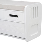 Banco de Almacenamiento con Cajones Blanco/Azul Marino/Espresso/Madera Natural – Asiento para 2 Personas