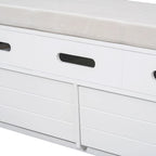 Banco de Almacenamiento con Cajones Blanco/Azul Marino/Espresso/Madera Natural – Asiento para 2 Personas