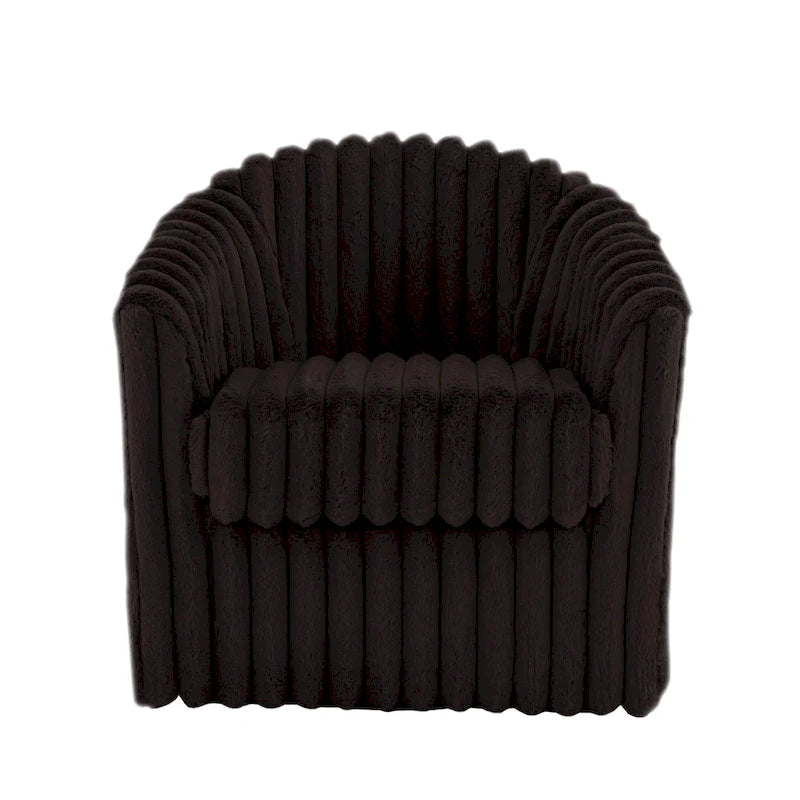 Sillón de Acento Tapizado en Piel Sintética de 30.7 W, Sillón Giratorio con Respaldo Curvo