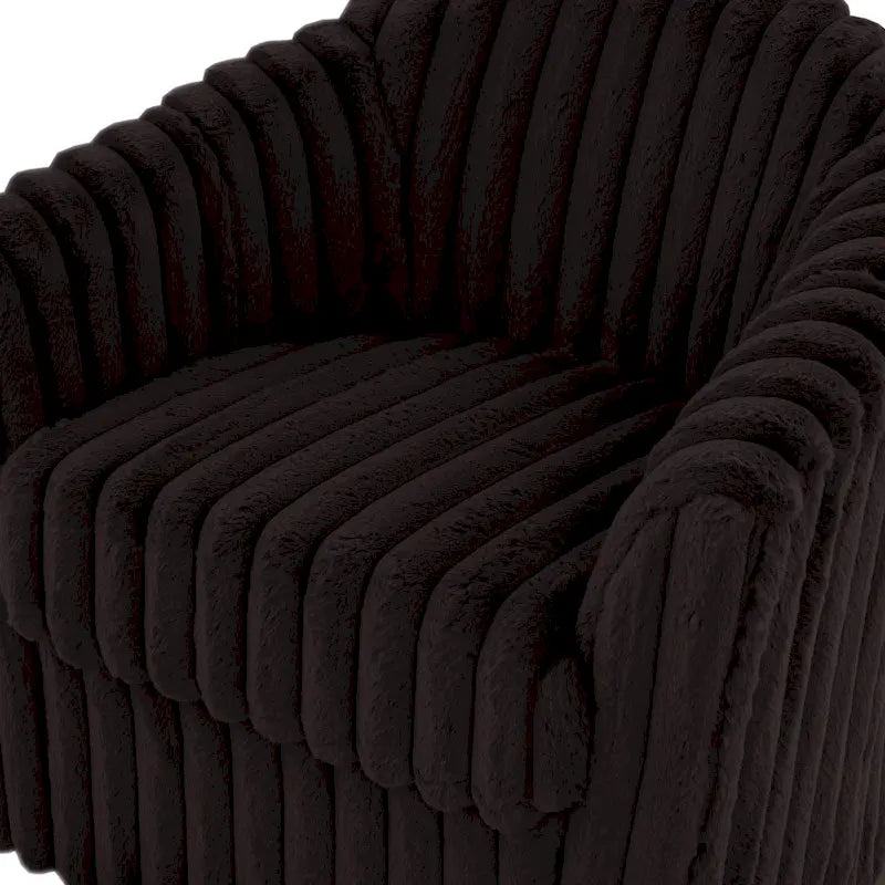 Sillón de Acento Tapizado en Piel Sintética de 30.7 W, Sillón Giratorio con Respaldo Curvo