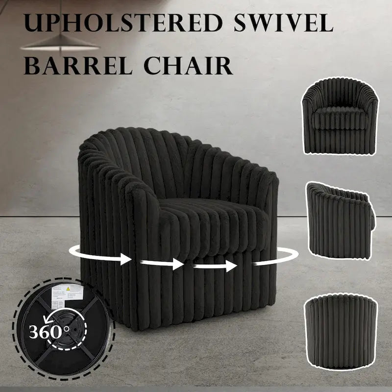 Sillón de Acento Tapizado en Piel Sintética de 30.7 W, Sillón Giratorio con Respaldo Curvo