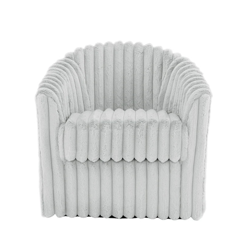 Sillón de Acento Tapizado en Piel Sintética de 30.7 W, Sillón Giratorio con Respaldo Curvo