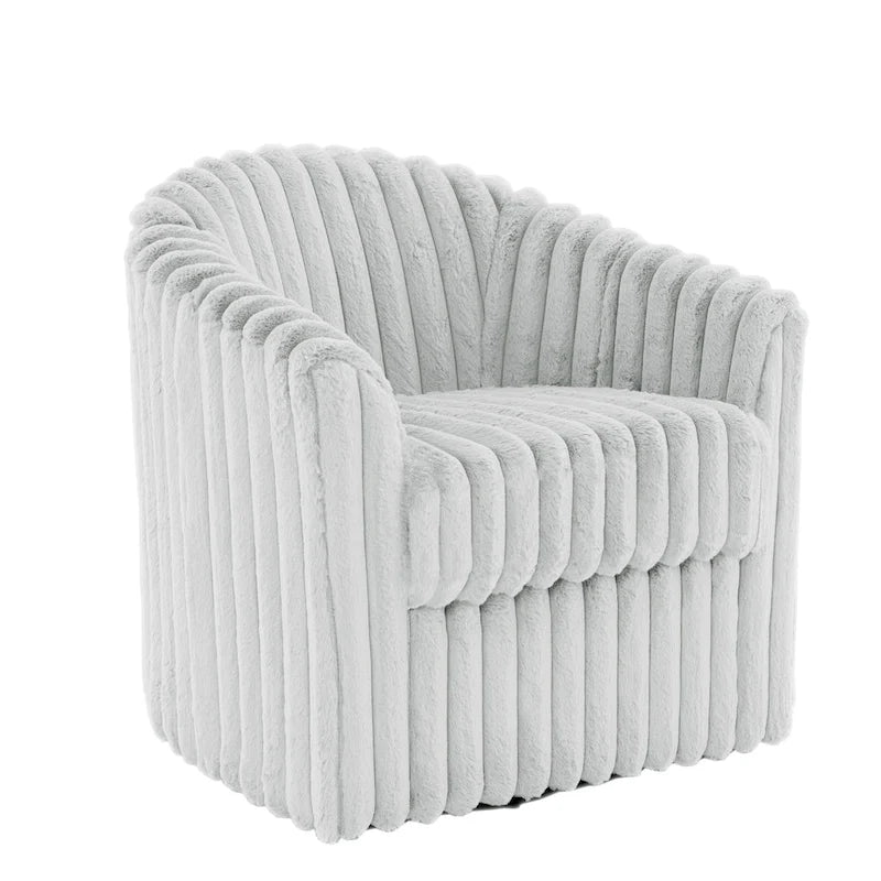 Sillón de Acento Tapizado en Piel Sintética de 30.7 W, Sillón Giratorio con Respaldo Curvo