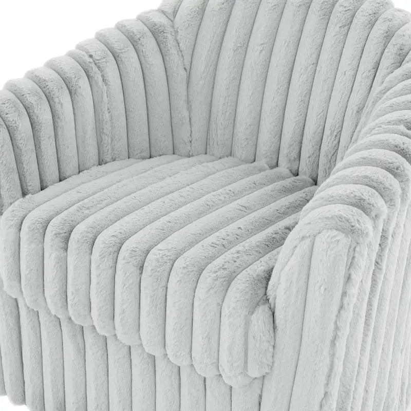 Sillón de Acento Tapizado en Piel Sintética de 30.7 W, Sillón Giratorio con Respaldo Curvo