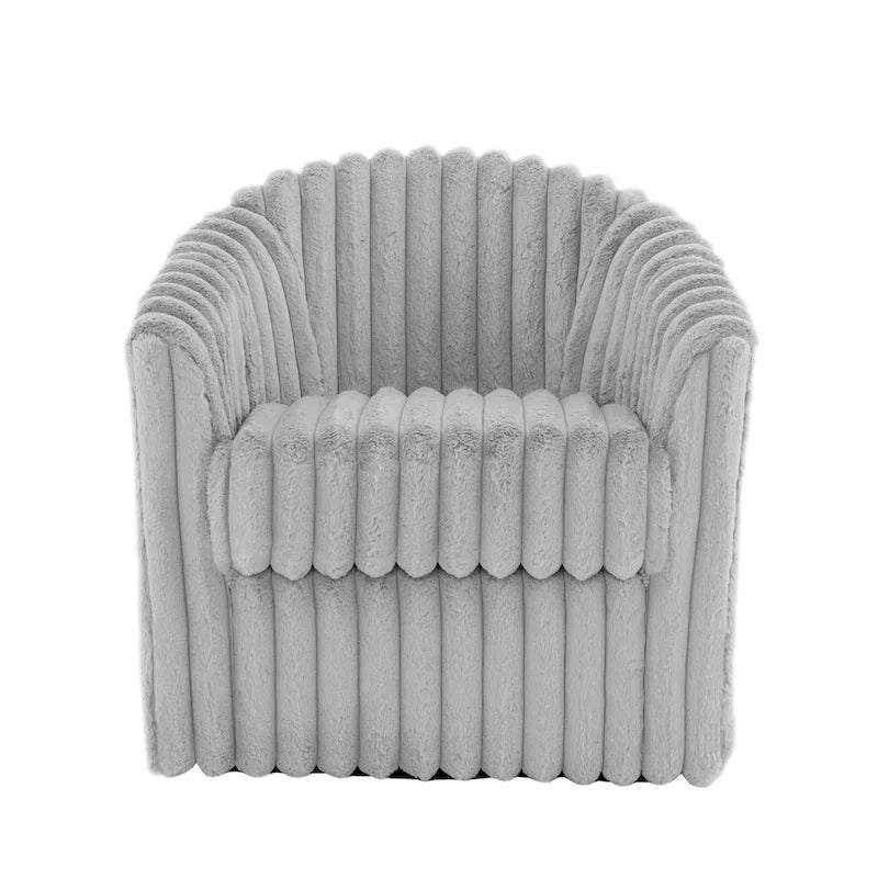 Sillón de Acento Tapizado en Piel Sintética de 30.7 W, Sillón Giratorio con Respaldo Curvo