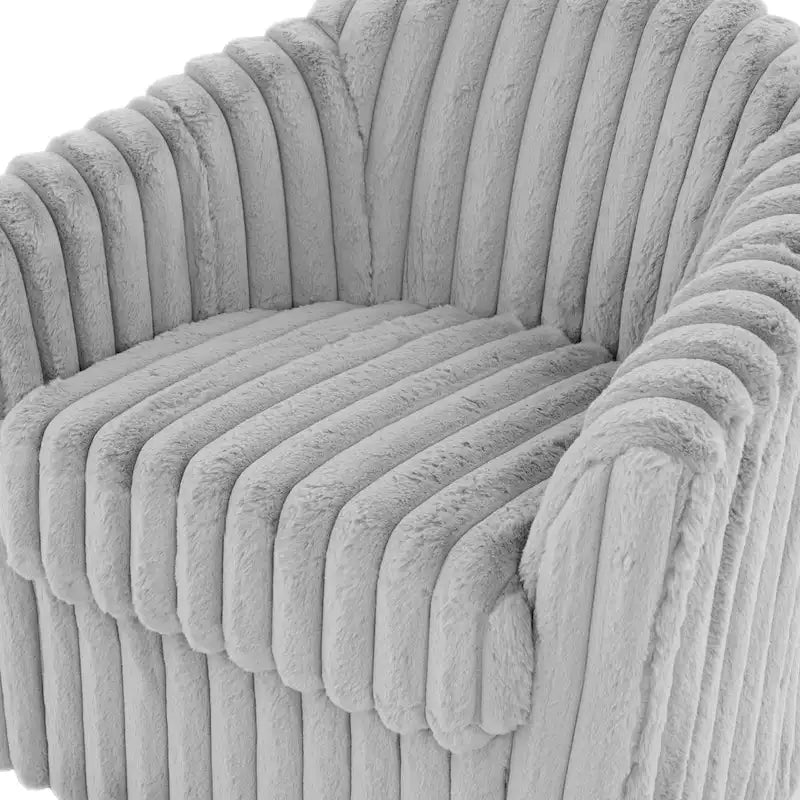 Sillón de Acento Tapizado en Piel Sintética de 30.7 W, Sillón Giratorio con Respaldo Curvo