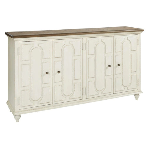 Mueble auxiliar de 4 puertas blanco antiguo, estilo informal