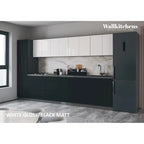Juego de gabinetes de cocina bajos modernos plateados y blancos, para 2 personas, 3.35 m de ancho (135x24)