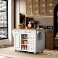 Carrito de cocina con encimera de madera de caucho - Isla de cocina móvil con ruedas con almacenamiento y 5 cajones, 53 pulgadas de largo