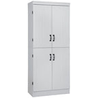 Alacena de cocina independiente gris/blanco, 4 puertas, 6 estantes, montaje para 1 persona