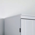 Alacena de cocina independiente gris/blanco, 4 puertas, 6 estantes, montaje para 1 persona