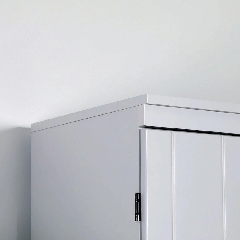 Alacena de cocina independiente gris/blanco, 4 puertas, 6 estantes, montaje para 1 persona