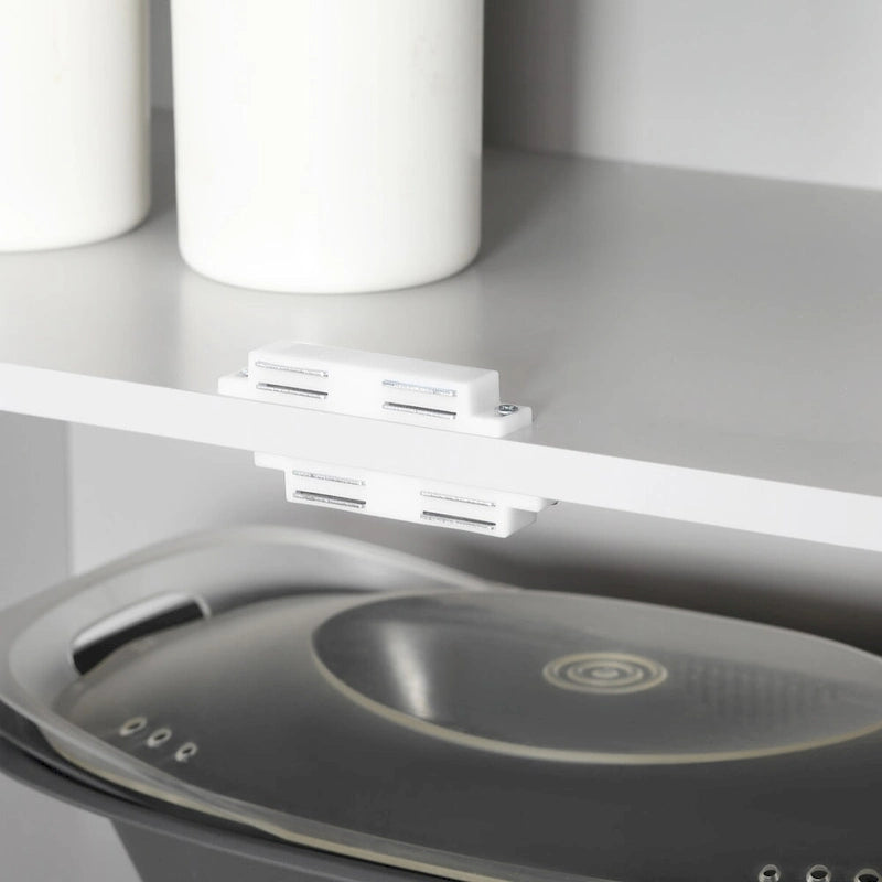 Alacena de cocina independiente gris/blanco, 4 puertas, 6 estantes, montaje para 1 persona