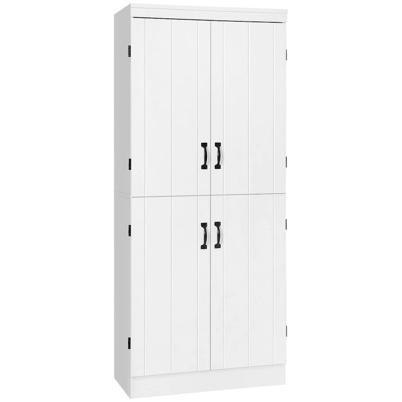 Alacena de cocina independiente gris/blanco, 4 puertas, 6 estantes, montaje para 1 persona