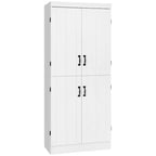Alacena de cocina independiente gris/blanco, 4 puertas, 6 estantes, montaje para 1 persona