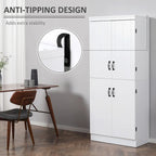 Alacena de cocina independiente gris/blanco, 4 puertas, 6 estantes, montaje para 1 persona