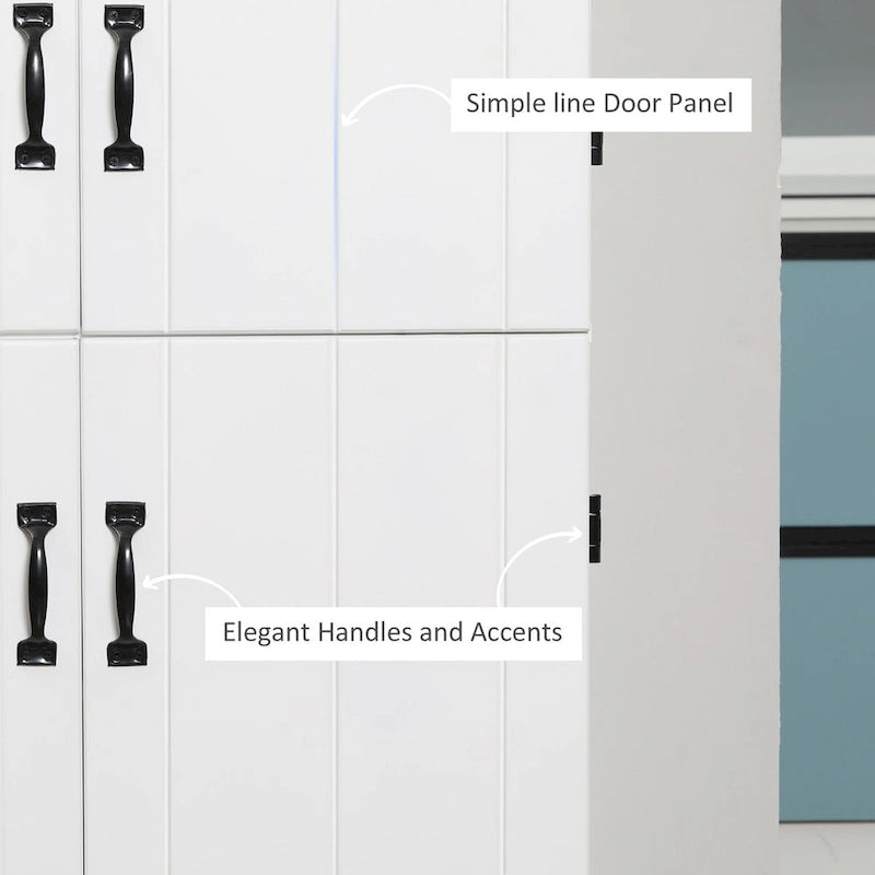 Alacena de cocina independiente gris/blanco, 4 puertas, 6 estantes, montaje para 1 persona