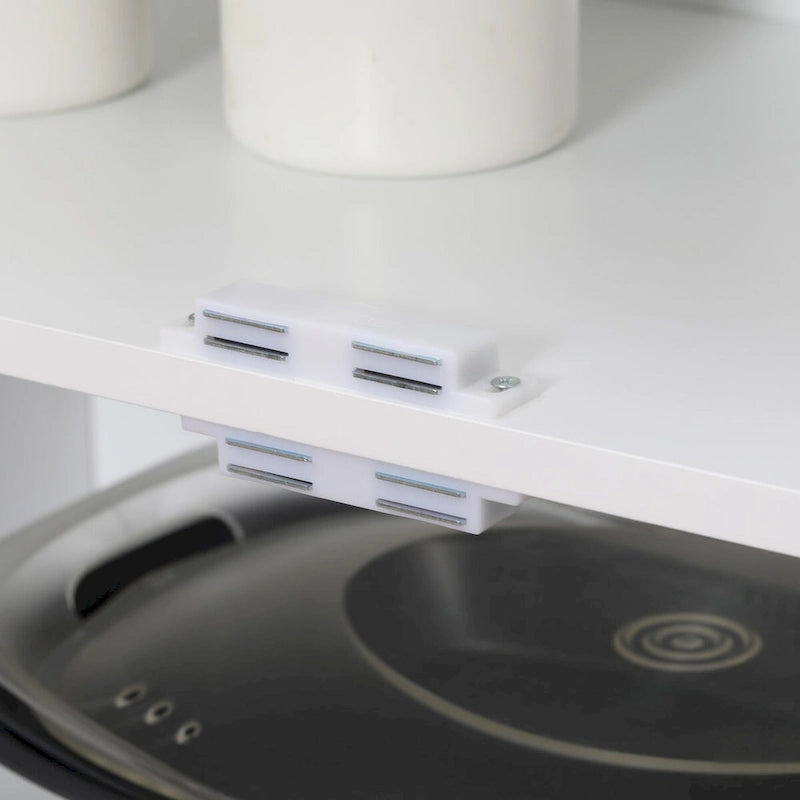Alacena de cocina independiente gris/blanco, 4 puertas, 6 estantes, montaje para 1 persona