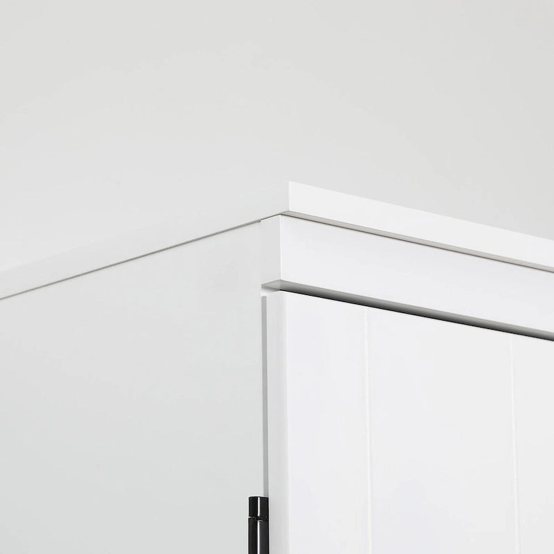 Alacena de cocina independiente gris/blanco, 4 puertas, 6 estantes, montaje para 1 persona