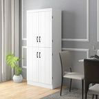 Alacena de cocina independiente gris/blanco, 4 puertas, 6 estantes, montaje para 1 persona