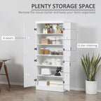 Alacena de cocina independiente gris/blanco, 4 puertas, 6 estantes, montaje para 1 persona