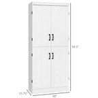Alacena de cocina independiente gris/blanco, 4 puertas, 6 estantes, montaje para 1 persona