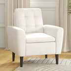 Sillón tapizado con botones, sillón decorativo con estructura de madera maciza de sagwan