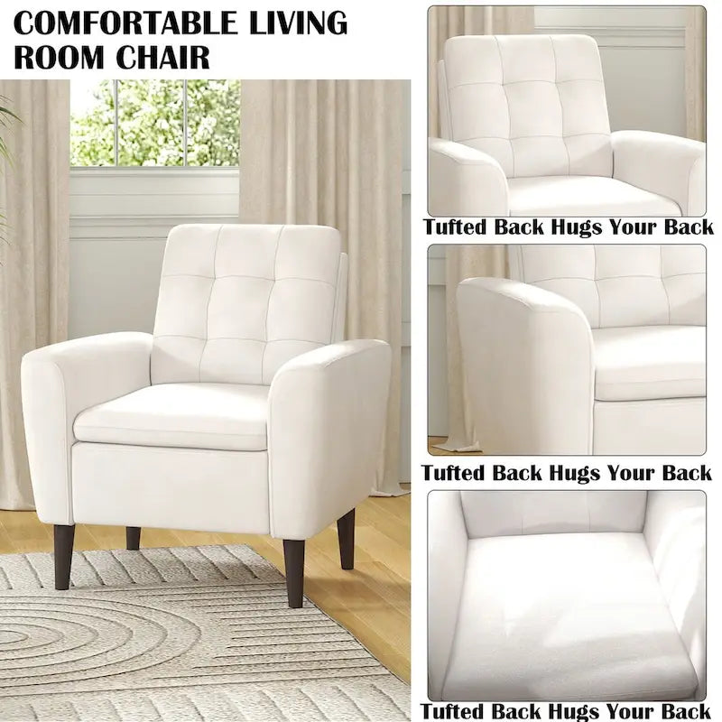 Sillón tapizado con botones, sillón decorativo con estructura de madera maciza de sagwan