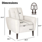 Sillón tapizado con botones, sillón decorativo con estructura de madera maciza de sagwan