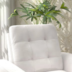 Sillón tapizado con botones, sillón decorativo con estructura de madera maciza de sagwan