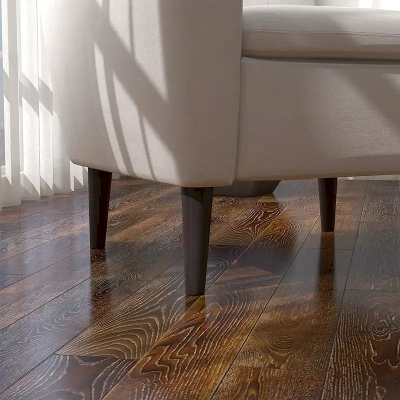 Sillón tapizado con botones, sillón decorativo con estructura de madera maciza de sagwan
