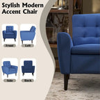 Sillón tapizado con botones, sillón decorativo con estructura de madera maciza de sagwan