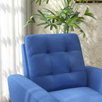 Sillón tapizado con botones, sillón decorativo con estructura de madera maciza de sagwan