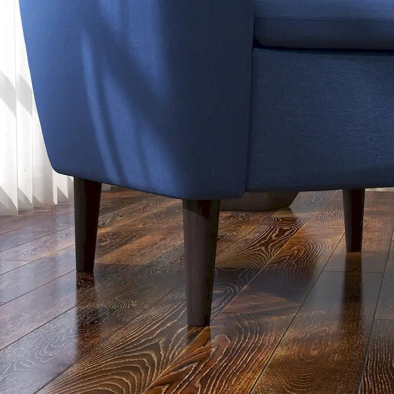 Sillón tapizado con botones, sillón decorativo con estructura de madera maciza de sagwan