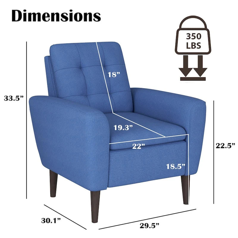 Sillón tapizado con botones, sillón decorativo con estructura de madera maciza de sagwan