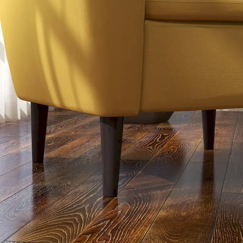 Sillón tapizado con botones, sillón decorativo con estructura de madera maciza de sagwan