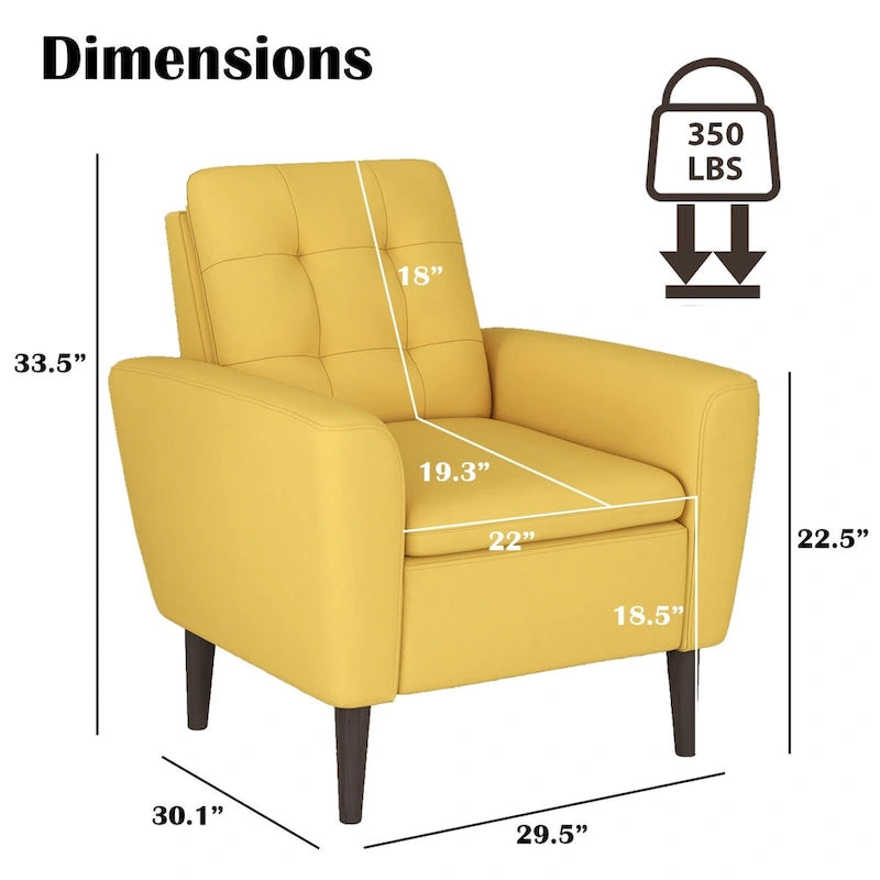 Sillón tapizado con botones, sillón decorativo con estructura de madera maciza de sagwan