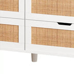 Cómoda de 6 cajones de ratán, individual, marrón/negro/blanco