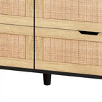 Cómoda de 6 cajones de ratán, individual, marrón/negro/blanco