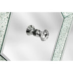 Armario de almacenamiento de 2 puertas plateado/gris con moldura de espejo y diseño de diamante – Montaje para 1 persona