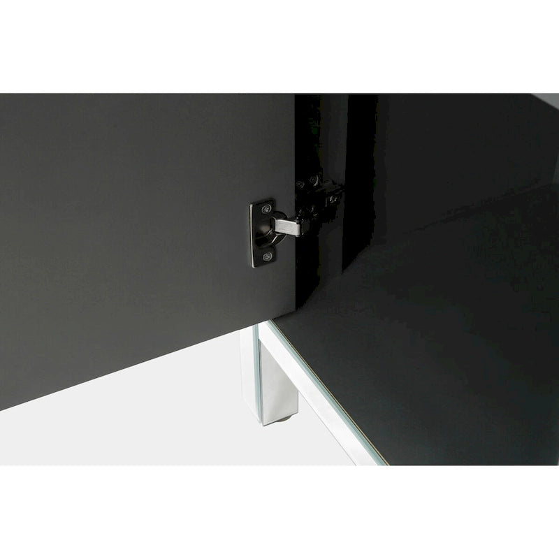 Armario de almacenamiento de 2 puertas plateado/gris con moldura de espejo y diseño de diamante – Montaje para 1 persona