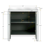 Armario de almacenamiento de 2 puertas plateado/gris con moldura de espejo y diseño de diamante – Montaje para 1 persona