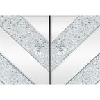 Armario de almacenamiento de 2 puertas plateado/gris con moldura de espejo y diseño de diamante – Montaje para 1 persona