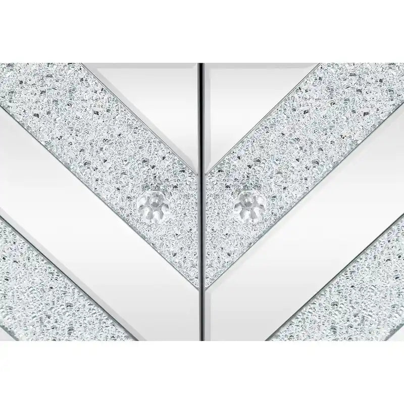 Armario de almacenamiento de 2 puertas plateado/gris con moldura de espejo y diseño de diamante – Montaje para 1 persona