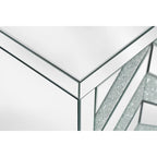 Armario de almacenamiento de 2 puertas plateado/gris con moldura de espejo y diseño de diamante – Montaje para 1 persona