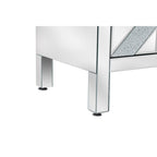 Armario de almacenamiento de 2 puertas plateado/gris con moldura de espejo y diseño de diamante – Montaje para 1 persona