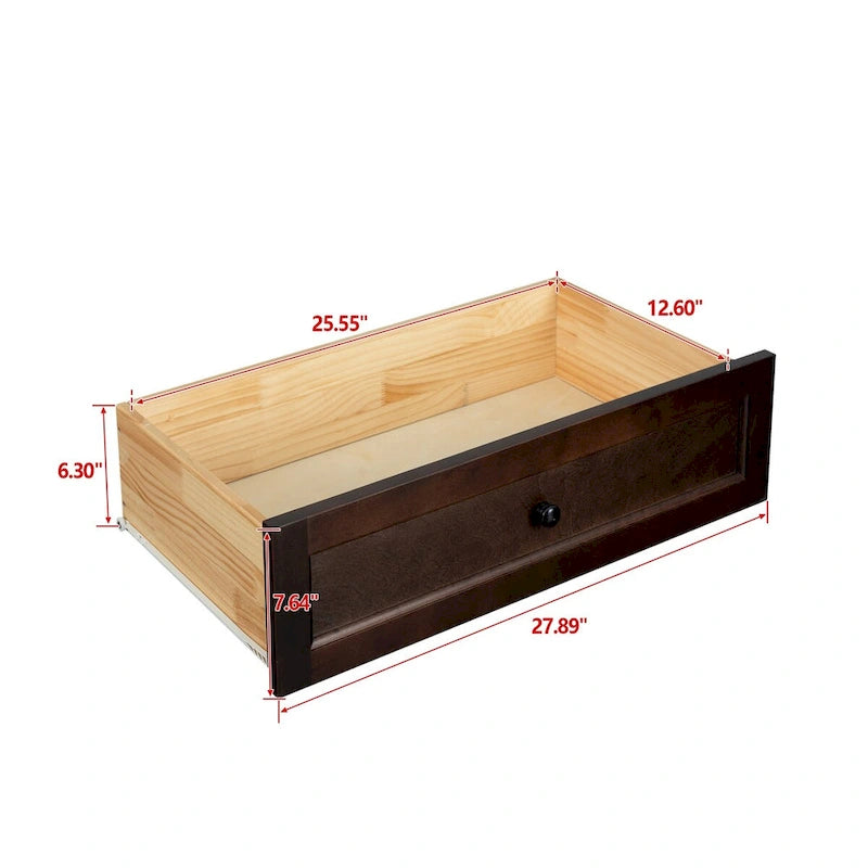 Aparador de madera maciza en tono nogal/marrón con cajones – Requiere montaje de 2 personas
