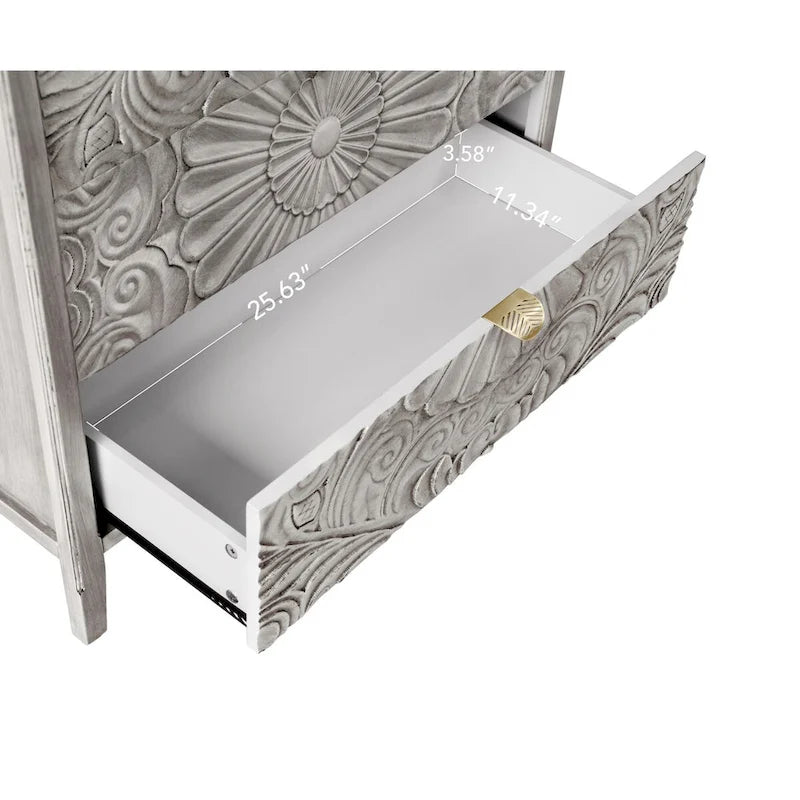 Archivador de 3 cajones gris y blanco – Estilo americano, para uso individual